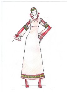 эскиз женского русского костюма