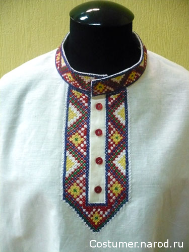 Вышивка на мужской русской рубахе